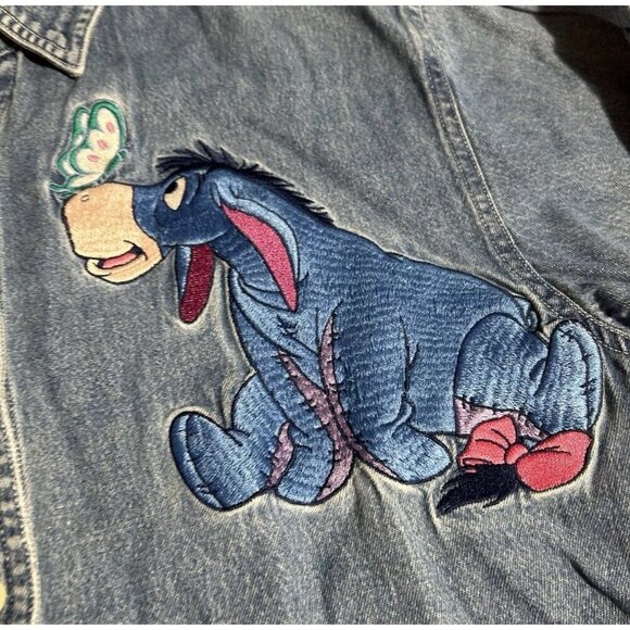 Vtg Disney Embroidered Winnie The Pooh & Eeyore Denim Button-Up Shirt, Size M - Picture 9 of 9